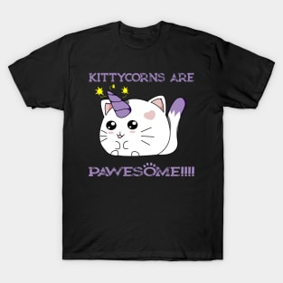 Kittycorns are Pawesome Cute Kitten Unicorn Kawaii Design T-Shirt
